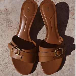 Zara Brown Leather Sandals with Adjustable Ankle Strap